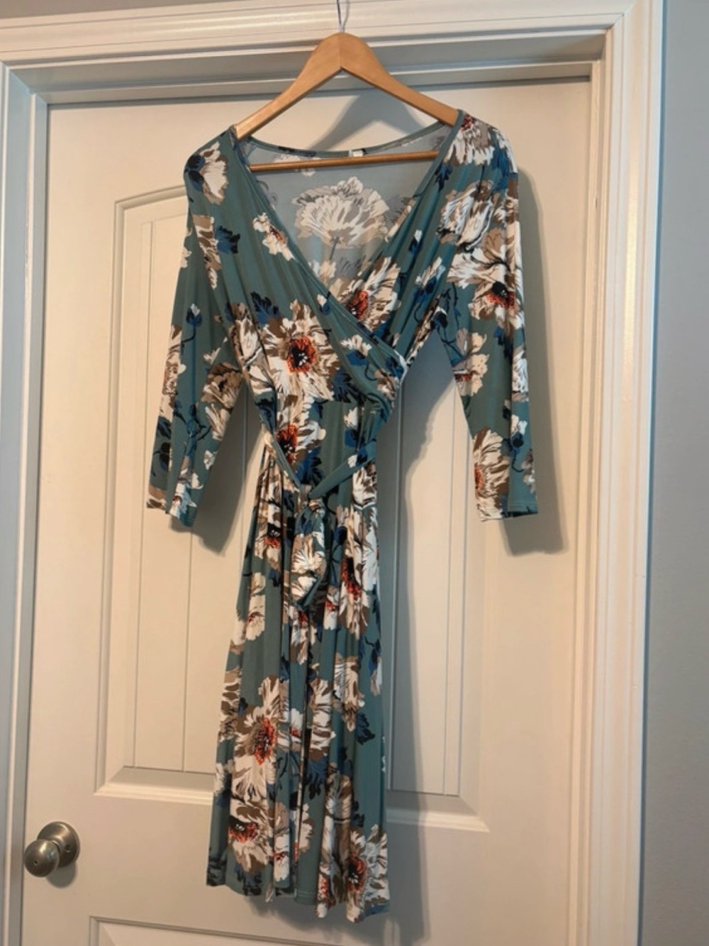 Pinkblush Maternity/Nursing Floral Wrap Dress in Sage Green & Cream bundle